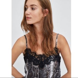 Zara - Snakeskin lace tank top